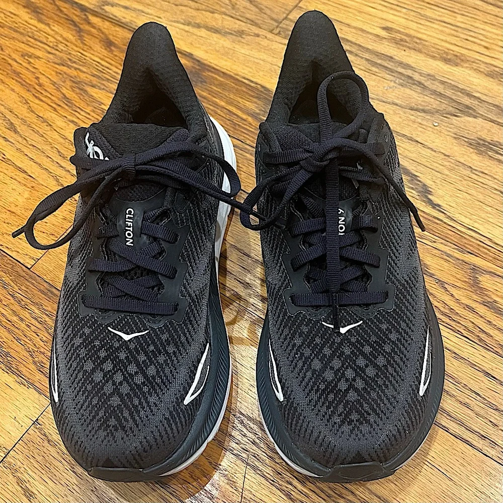 HOKA One One Clifton 9 Sneakers in Black and White - Picture 15 of 16